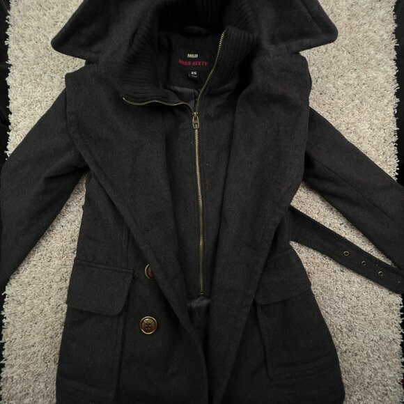 Miss Sixty M60 XS Wool Blend Brown Jacket Coat Full Zip Button Up Winter Women - Picture 1 of 13